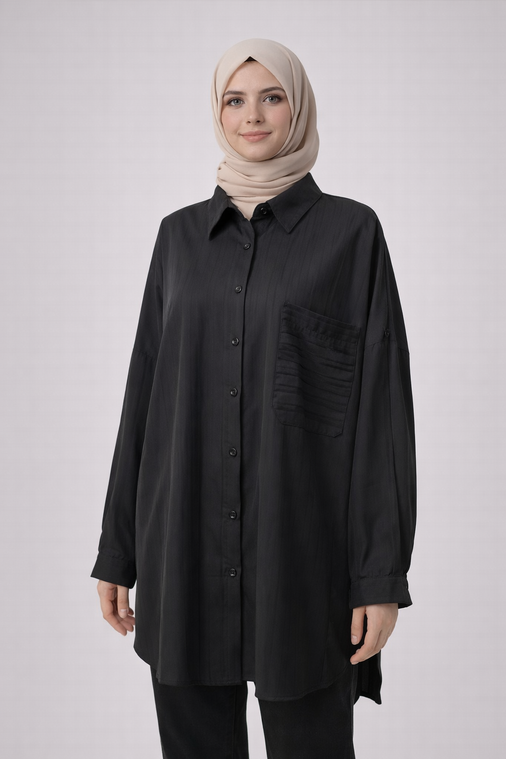 Oversize Siyah Gömlek ~ Nirva Butik | Image Not Found